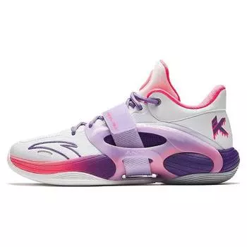 Anta Баскетбольные кроссовки Water Flower 5 V2 Thompson Rebound Halloween с амортизацией, дышащие, среднего размера, мужские баскетбольные кроссовки белого и фиолетового цвета 112341108-4 45