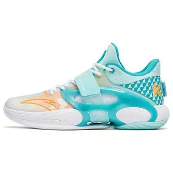 Anta Баскетбольные кроссовки Water Flower 5 Surfing Nemesis с амортизацией, противоскользящие, прочные, низкие, мужские, белые, зеленые 112321108-6 44.5