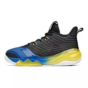 Anta Баскетбольные кроссовки Youth KT6 Thompson Away с амортизацией, нескользящие, износостойкие, средней высоты, детские баскетбольные кроссовки черного, желтого, синего цвета 312121130-2 36