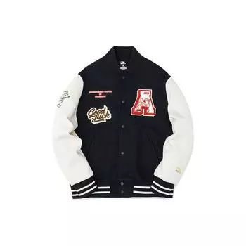 Anta Бейсбольная куртка с логотипом Lifestyle Series, однобортная, с длинным рукавом, унисекс, черная 152318719S-3 XXS