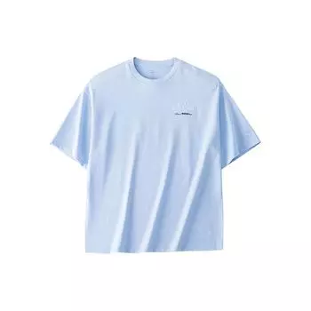 Anta Breathable Casual Printed Letter Round Neck Short Sleeve T Shirt Women Tops Sky-Blue 162428107-2 M
