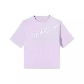 Anta Breathable Loose Fit Sports Round Neck Pullover Thin Short Sleeve T-Shirt Women Tops Floral-Purple 162527120-6 S