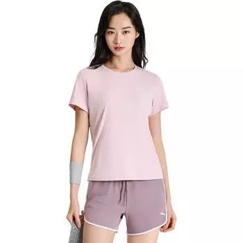 Anta Breathable Solid Color Lightweight Comfortable Versatile Short Sleeve T-Shirt Women Tops Soft-Pink 962525108-5 S