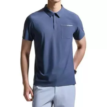 Anta Breathable Solid Color Short Sleeve Polo Shirt Men tops Dark-Gray-Blue 152437129-3 XL