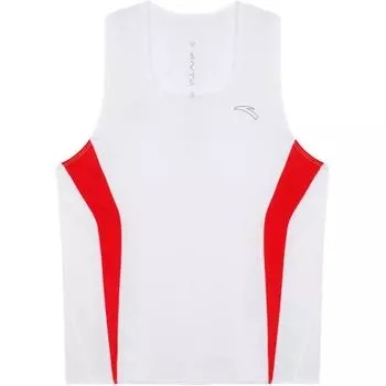 Anta Breathable Sports Vest For Marathon Outdoor Athletics Training Men Tops Pure-White Classic-Red 952425112-1 L