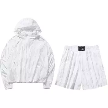 Anta Breathable Свободная куртка с длинным рукавом и однотонные шорты Повседневный комплект Женские комплекты Белоснежный 162438216-1 M