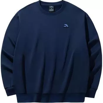 Anta Casual Loose Solid Color Pullover Sweatshirt Unisex tops Navy-Blue 972448711-6 XL