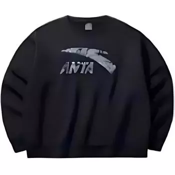 Anta Casual Loose Warm Crew Neck Sweatshirt Men tops Basic-Black 952448701-4 S