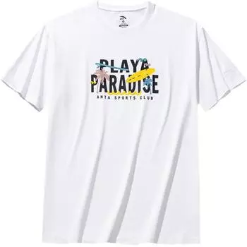 Anta Casual Series Simple Letter Print Loose Round Neck Short Sleeve T-Shirt Men Tops Snow-White 152528108-1 S