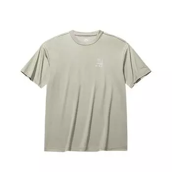 Anta Casual Series Simple Versatile Letter Print Round Neck Loose Comfortable Short Sleeve T-Shirt Men Tops Dust-Khaki 152538111-2 M