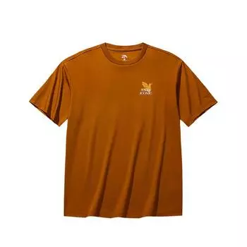 Anta Casual Series Simple Versatile Letter Print Round Neck Loose Comfortable Short Sleeve T-Shirt Men Tops Magma-Orange 152538111-6 2XL
