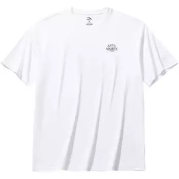 Anta Casual Simple Round Neck Loose Solid Color Short Sleeve T-Shirt Men Tops Snow-White 152528150-1 L