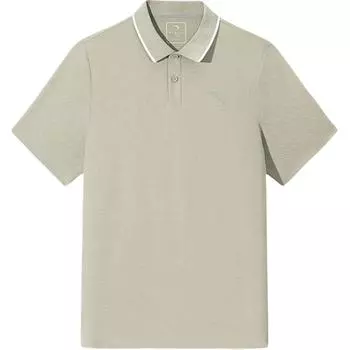 Anta Casual Simple Solid Color Breathable Sports Polo Shirt Men Tops Floating-Gray 952527122-2