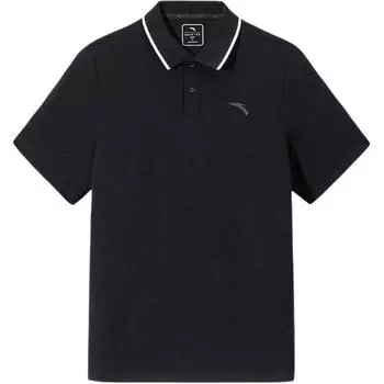 Anta Casual Simple Solid Color Breathable Sports Polo Shirt Men tops Black 952527122-3 M
