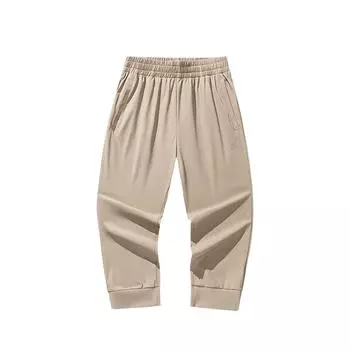 Anta Casual Simple Solid Color Knitted Sports Pants Women Bottoms Linen-Gray 962528305-3 XS
