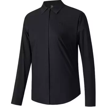 Anta Casual Simple Solid Color Loose Polo Long Sleeve Shirt Women shirts Basic-Black 162530108-3 M