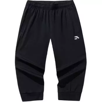 Anta Casual Simple Solid Color Quick-Dry Seven-Point Sports Shorts Men shorts Black 952528309-2 S