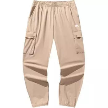 Anta Casual Simple Solid Color Tapered Loose Knit Sports Pants Men bottoms Light-Beige 152528306-1 L