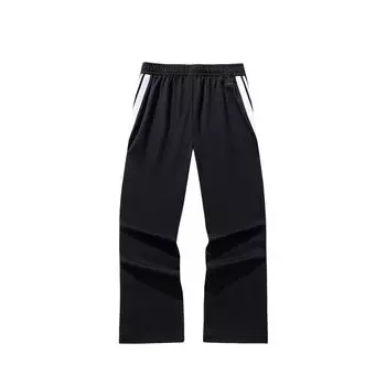 Anta Casual Simple Striped Straight Leg Knitted Sports Pants Women Bottoms Basic-Black 162528311-2 XL