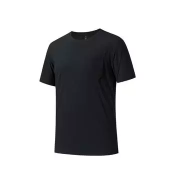 Anta Champion All-Weather Series Comfortable Simple Solid Color Casual Round Neck Pullover Short Sleeve T-Shirt Men Tops Basic-Black 152520111-5 XL