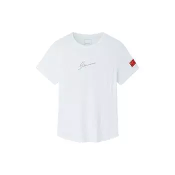 Anta Champion All-Weather Series Letter Summer Pullover National Flag Round Neck Short Sleeve T-Shirt Women T-Shirt Paper-White 162330102-1 S