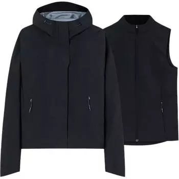 Anta Champion All-Weather Series однотонная дышащая универсальная двухкомпонентная куртка на молнии с капюшоном женские куртки Basic-черный 162410609-1 L