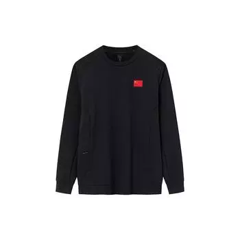Anta Champion All-Weather Series однотонная мужская толстовка с круглым вырезом и национальным флагом, черная 152340705-3 M
