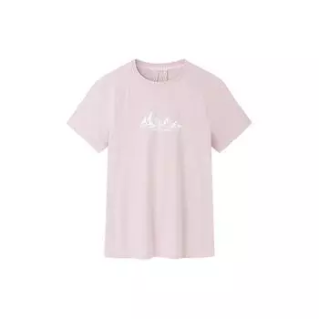 Anta Champion All-Weather Series Printed Letter Round Neck Pullover Short Sleeve T Shirt Women Tops Smoke-Grey Pink 162330118-2 XXL