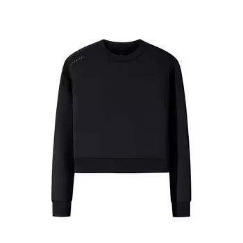 Anta Champion All-Weather Series Solid Color Round Neck Comfortable Breathable Versatile Short Sports Sweatshirt Women sweatshirt Black 162510706-2 S