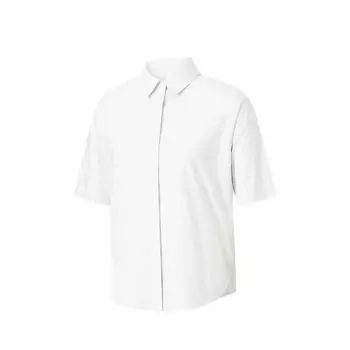 Anta Champion All-Weather Series Solid Color Button Comfortable Breathable Versatile Short Sleeve Shirt Women shirts Paper-White 162520105-2 M