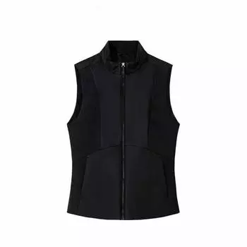 Anta Champion All-Weather Series Solid Color Zipper Stand Collar Comfortable Breathable Versatile Casual Vest Women vest Basic-Black 162510804-4 L