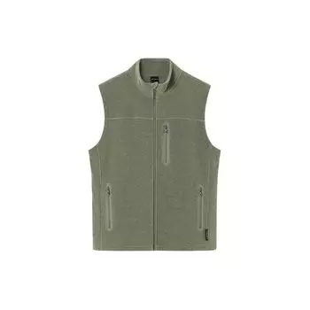 Anta Champion All-Weather Series Solid Color Zipper Stand Collar Fleece Warm Sports Vest Men vest Olive-Green 152340723-1 S