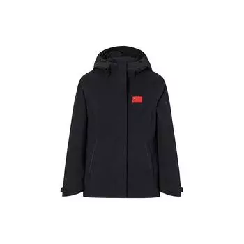 Anta Champion All-Weather Series Solid Color National Flag Zipper Hooded Thick Jacket Women jackets Black 162340612-3