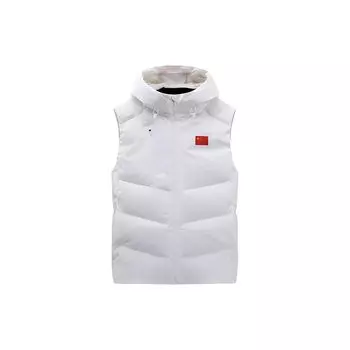 Anta Champion All-Weather Series Solid Color National Flag Zipper Hooded Sleeveless Down Vest Men vest Paper-White 152340906-1 M