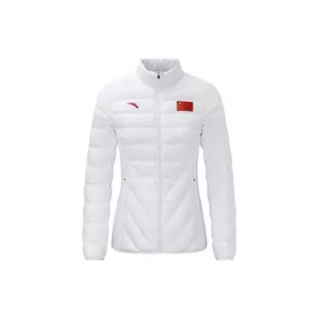 Anta Champion Fitness Training Series однотонный логотип с принтом национальной эмблемы, застежка-молния, воротник-стойка, женская верхняя одежда, белый цвет 162240910-1 XL