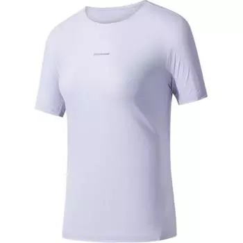 Anta Champion Outdoor Series Breathable Comfortable Moisture-Wicking Simple Slim Fit Short Sleeve T-Shirt Women Tops Gray-Mist-Purple 162520111-4 S