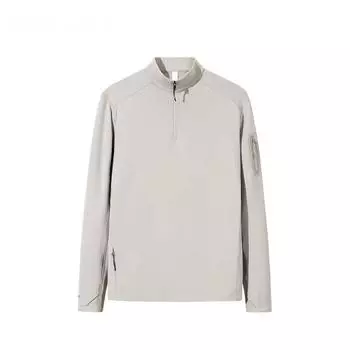 Anta Champion Outdoor Series Solid Color Comfortable Breathable Versatile Long Sleeve T-Shirt Men Tops Gray Beige Coffee 152510405-5 L
