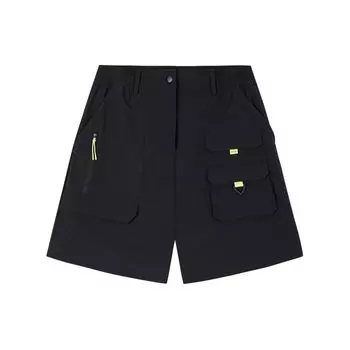 Anta Champion Outdoor Series Solid Color Mid-Rise Breathable Versatile Straight-Cut Cargo Shorts Women shorts Basic-Black 162420512-2 XL