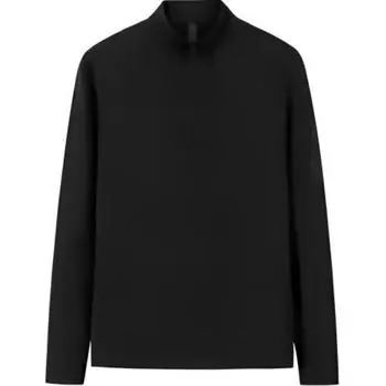 Anta Champion Outdoor Series Solid Color Stand Collar Comfortable Breathable Versatile Long Sleeve T-Shirt Men Tops Black 152510405-3 L