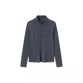 Anta Champion Outdoor Series Solid Color Stand Collar Knitted Long Sleeve T-Shirt Women Tops Gray Heather-Gray 162410404-3 M