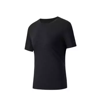 Anta Champion Series Comfortable Casual Simple Moisture-Wicking Round Neck Pullover Short Sleeve T-Shirt Women T-Shirt Basic-Black 162520116-4 S