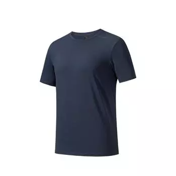 Anta Champion Серия Всепогодная Однотонная Футболка с Круглым Вырезом Удобная Влагоотводящая Универсальная с Коротким Рукавом Мужские Топы Jing-Mo-Blue 152520139-5 M