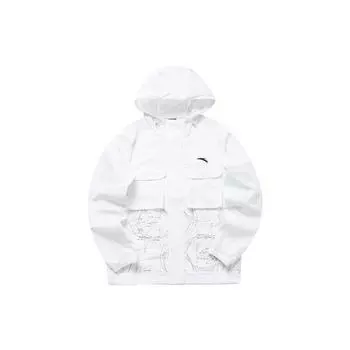 Anta Champion Sports Culture Series FW22 Тканая куртка с капюшоном и принтом с линиями Мужская верхняя одежда Чисто-белый 152130603-1 XXXL