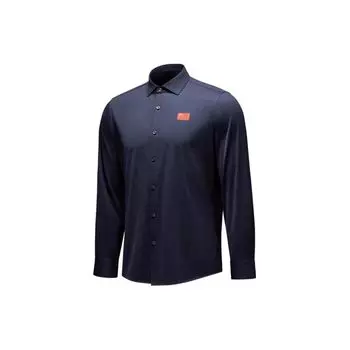 Anta China National Team Solid Color Casual Square Neck Breathable Long Sleeve Shirt Men Shirts Legendary-Blue 452410111-1 S