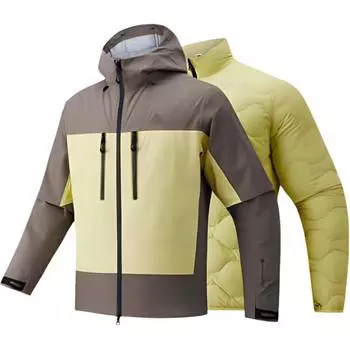 Anta City Outdoor Series Letter Loose Hooded Zipper Long Sleeve Waterproof Windproof Warm Jacket Men Jacket Enamel-Gray Bright-Yellow 952446603-6 S