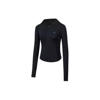 Anta City Outdoor Series Solid Color Zip-Up Hooded Breathable Sun Protection Jacket Women jackets Basic-Black 962427701-6 XS