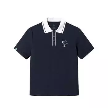 Anta Color Block Comfortable Breathable Versatile Short Sleeve Polo Shirt Women tops Midnight-Blue 162528122-2 M