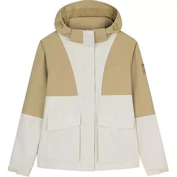 Anta Color Block Hooded Loose Long Sleeve Jacket Women Jacket Chalk-White Wind-Feather-Brown 162446602N-1 L