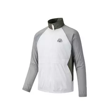 Anta Color Block Letter Zipper Stand Collar Comfortable Breathable Versatile Jacket Unisex Jacket Snow-White Durable-Gray 152528607-1 L