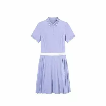 Anta Color Block Soft Comfortable Breathable Versatile Short Sleeve Dress Women dresses Twilight-Ice-Blue 162527205-1 XS